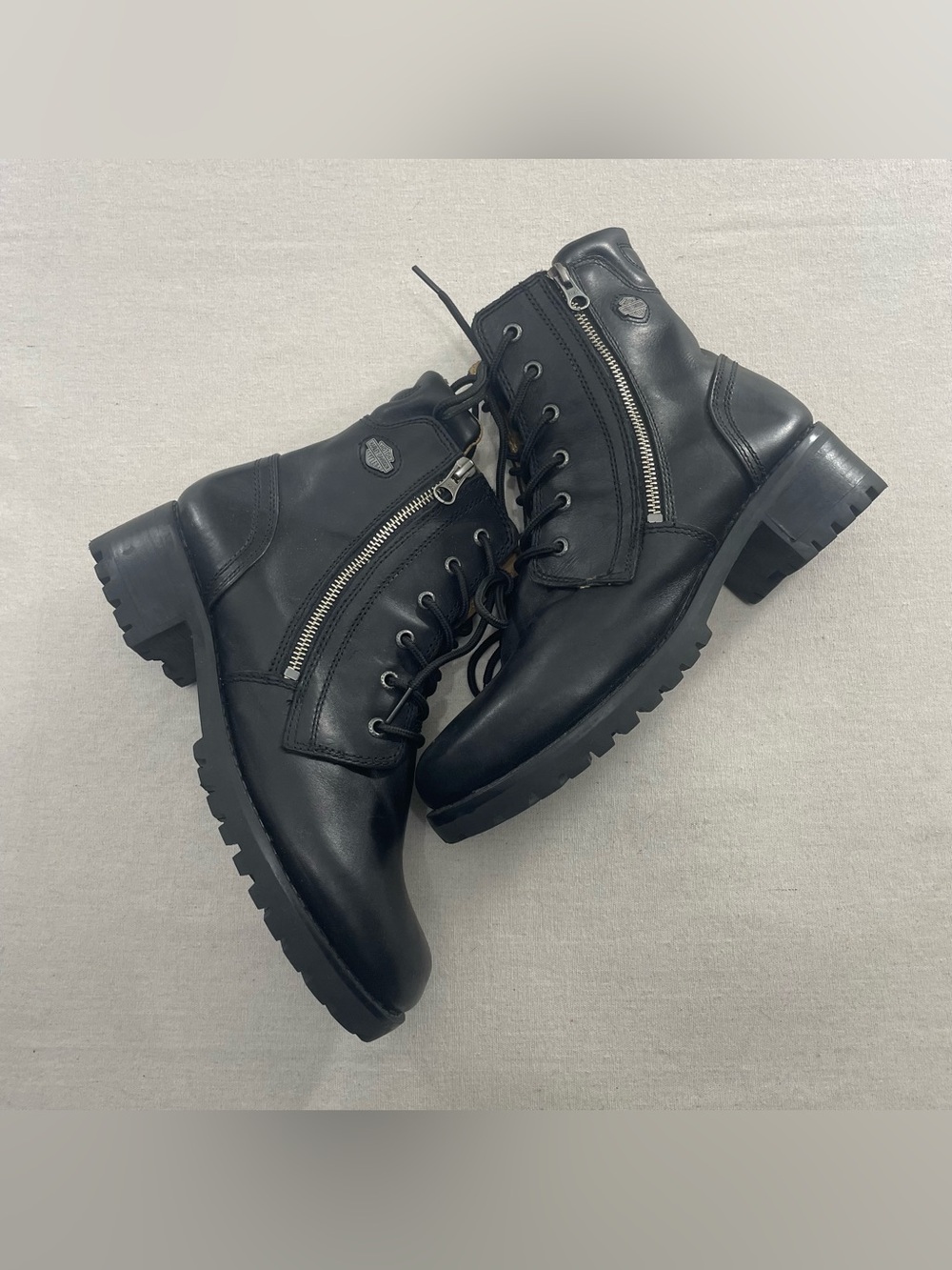 Harley Davidson Women's Asher Black Leather Motorcycle Boots D84250 Size 11M